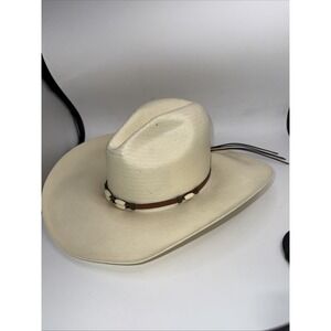 RESISTOL CISCO 6X STRAW GUS STYLE COWBOY WESTERN HAT Size 7 Long Oval